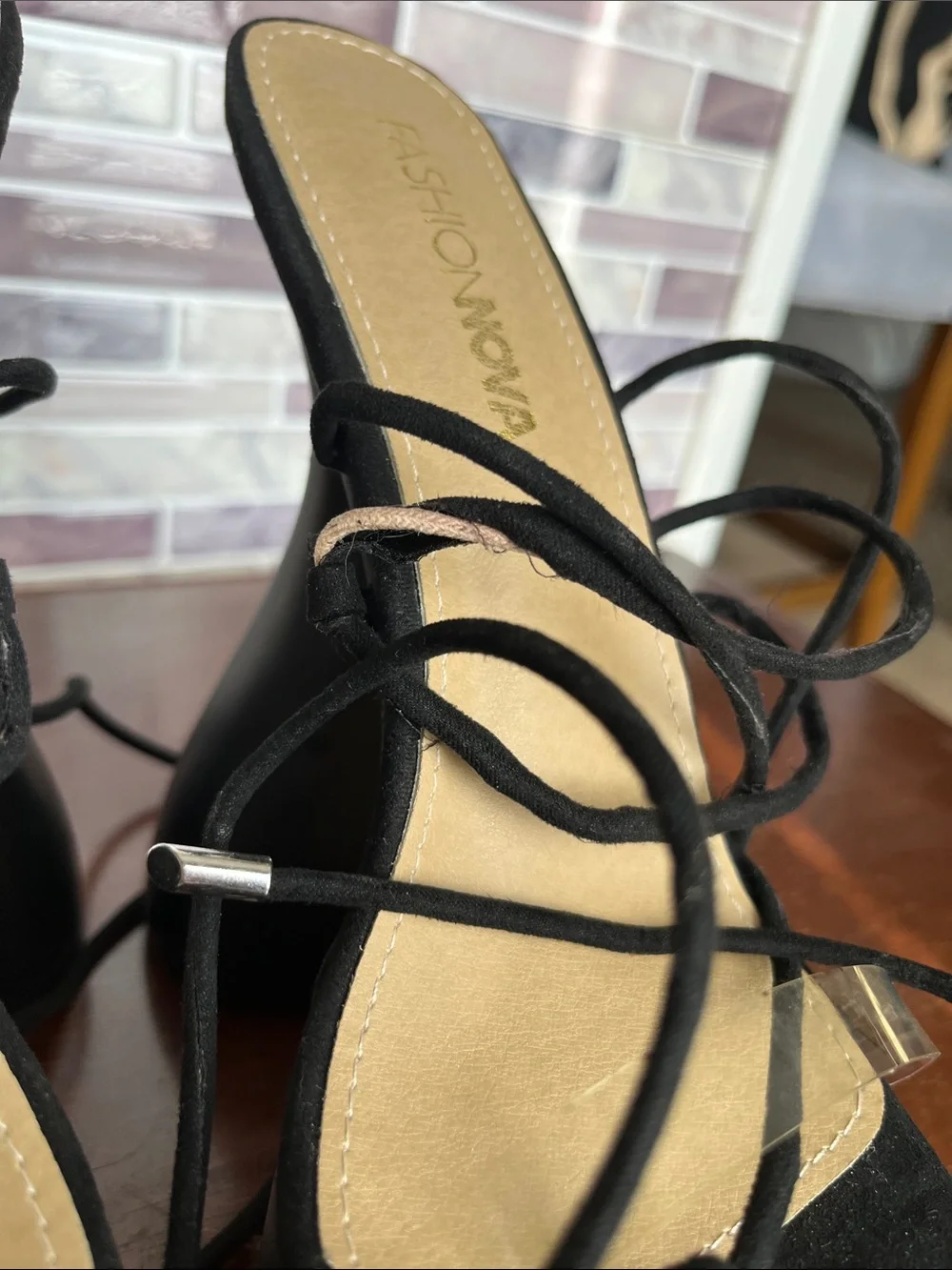 Fashion Nova Sweet Tooth Black Platform Lace-Up High Heel Sandals